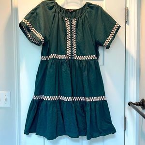 Madewell embroidered linen-blend flutter sleeve dress